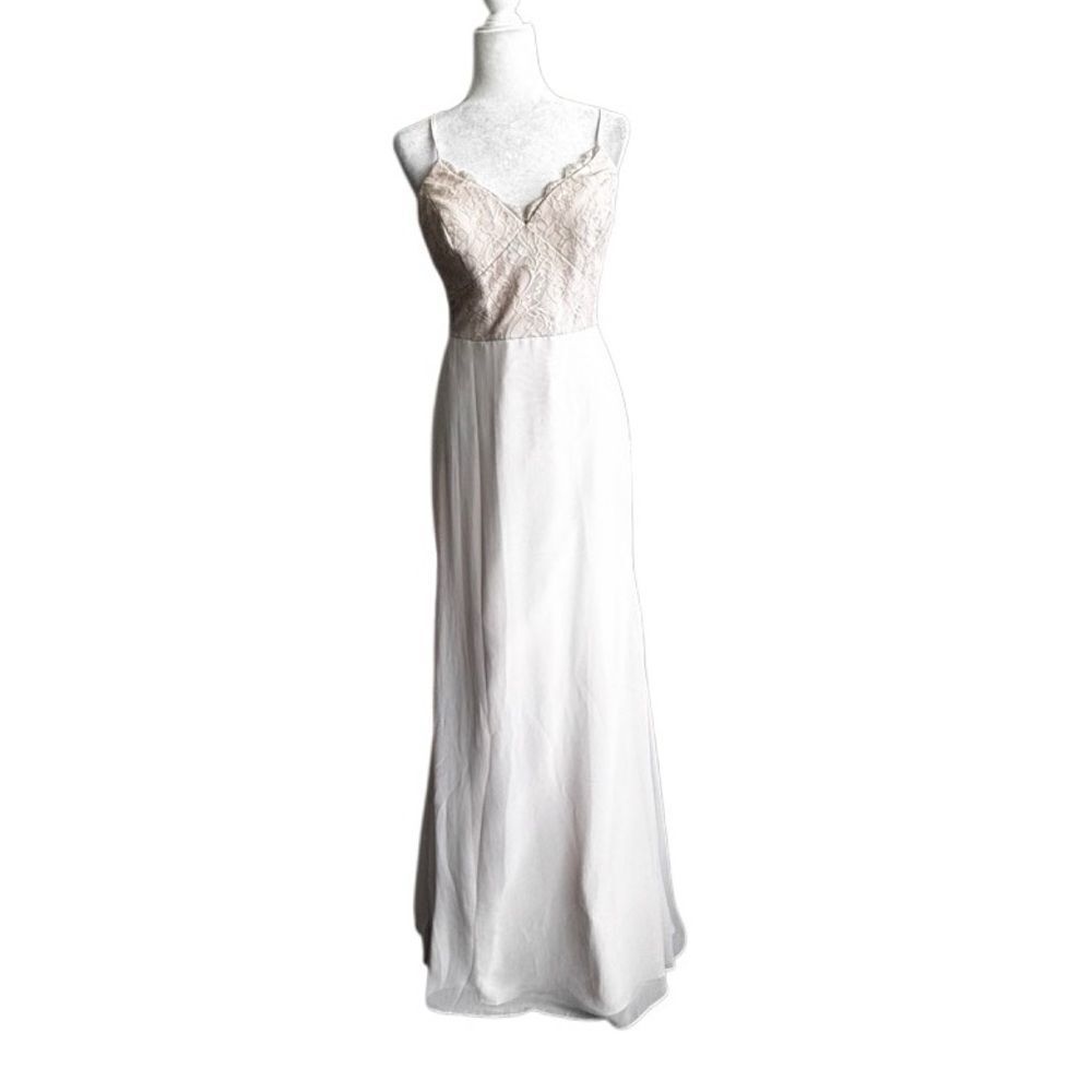 Hayley Paige Cream Formal Dress Chiffon Lace SZ 10 NWT